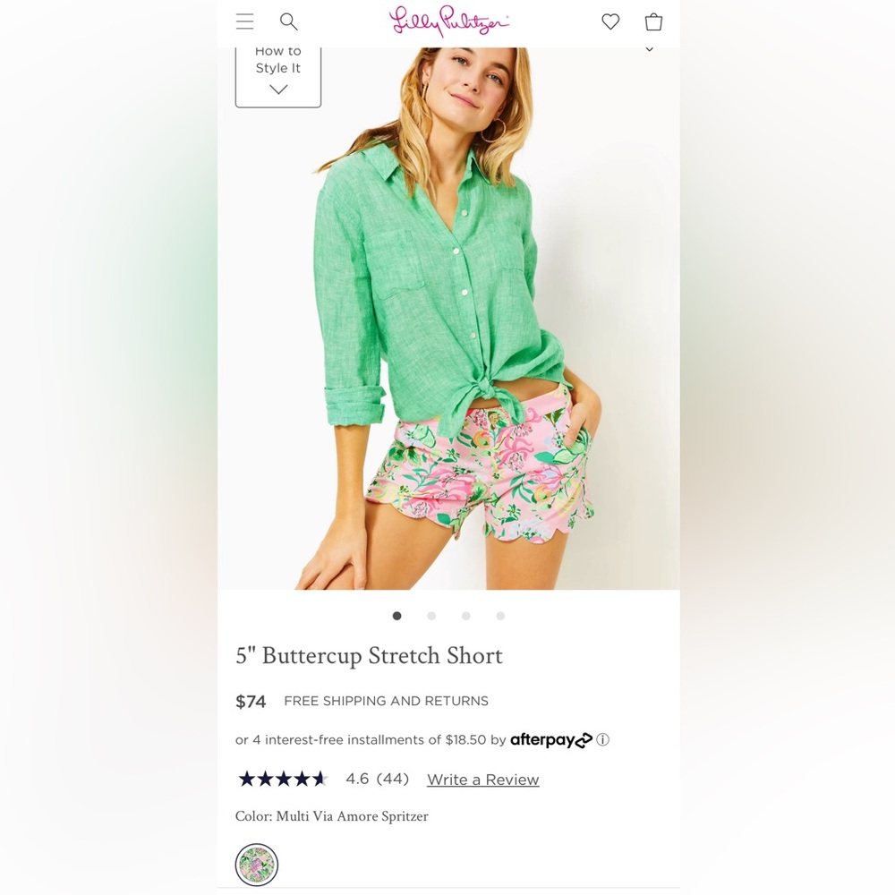 Lilly Pulitzer Buttercup Scallop Stretch 5” Shorts NWOT